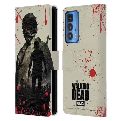 AMC The Walking Dead Silhouettes Rick Leather Book Wallet Case Cover For Motorola Edge 20 Pro