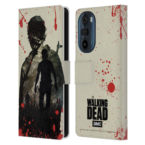 AMC The Walking Dead Silhouettes Rick Leather Book Wallet Case Cover For Motorola Edge 30
