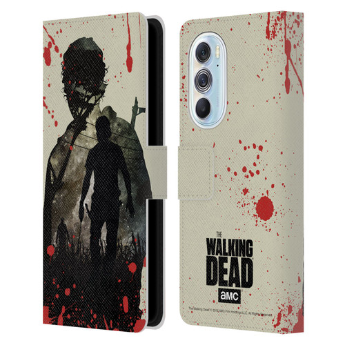 AMC The Walking Dead Silhouettes Rick Leather Book Wallet Case Cover For Motorola Edge X30