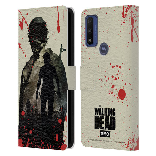 AMC The Walking Dead Silhouettes Rick Leather Book Wallet Case Cover For Motorola G Pure