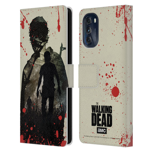 AMC The Walking Dead Silhouettes Rick Leather Book Wallet Case Cover For Motorola Moto G (2022)