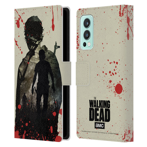 AMC The Walking Dead Silhouettes Rick Leather Book Wallet Case Cover For OnePlus Nord 2 5G