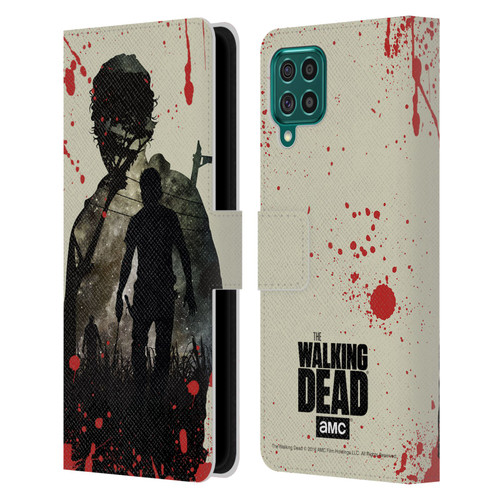 AMC The Walking Dead Silhouettes Rick Leather Book Wallet Case Cover For Samsung Galaxy F62 (2021)