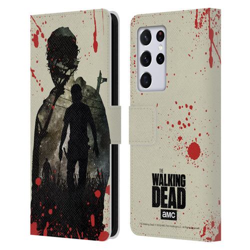 AMC The Walking Dead Silhouettes Rick Leather Book Wallet Case Cover For Samsung Galaxy S21 Ultra 5G