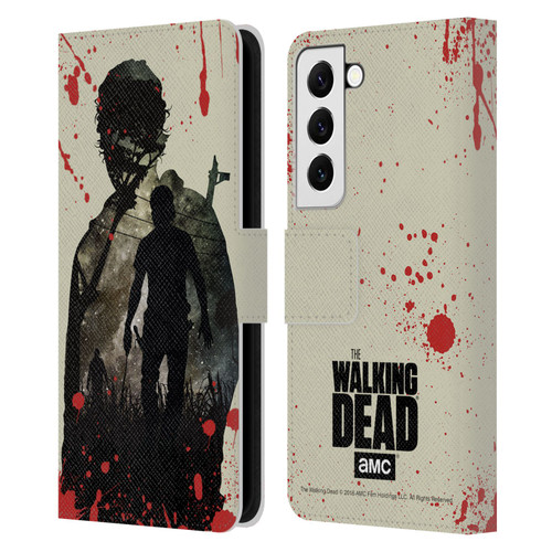 AMC The Walking Dead Silhouettes Rick Leather Book Wallet Case Cover For Samsung Galaxy S22 5G