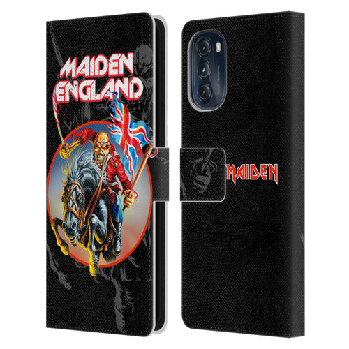 Iron Maiden Tours England Leather Book Wallet Case Cover For Motorola Moto G (2022)