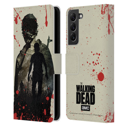 AMC The Walking Dead Silhouettes Rick Leather Book Wallet Case Cover For Samsung Galaxy S22+ 5G