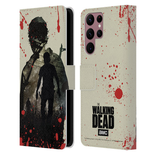AMC The Walking Dead Silhouettes Rick Leather Book Wallet Case Cover For Samsung Galaxy S22 Ultra 5G