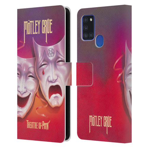 Motley Crue Albums Theater Of Pain Leather Book Wallet Case Cover For Samsung Galaxy A21s (2020)