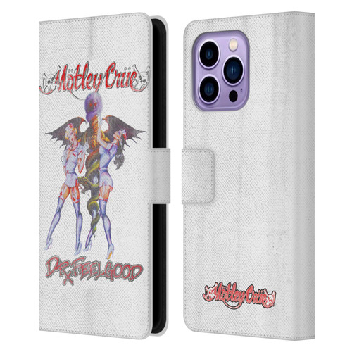 Motley Crue Key Art Dr. Feelgood Vintage Leather Book Wallet Case Cover For Apple iPhone 14 Pro Max
