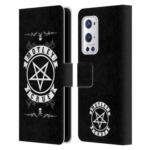 Motley Crue Logos Pentagram And Skull Leather Book Wallet Case Cover For OnePlus 9 Pro