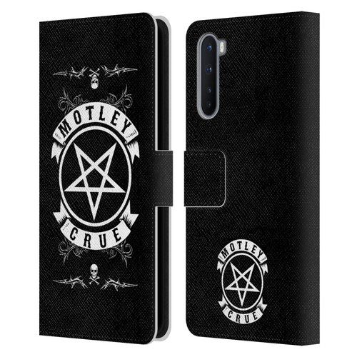 Motley Crue Logos Pentagram And Skull Leather Book Wallet Case Cover For OnePlus Nord 5G
