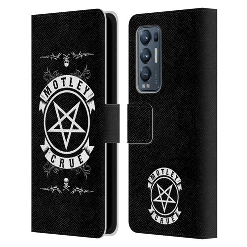 Motley Crue Logos Pentagram And Skull Leather Book Wallet Case Cover For OPPO Find X3 Neo / Reno5 Pro+ 5G