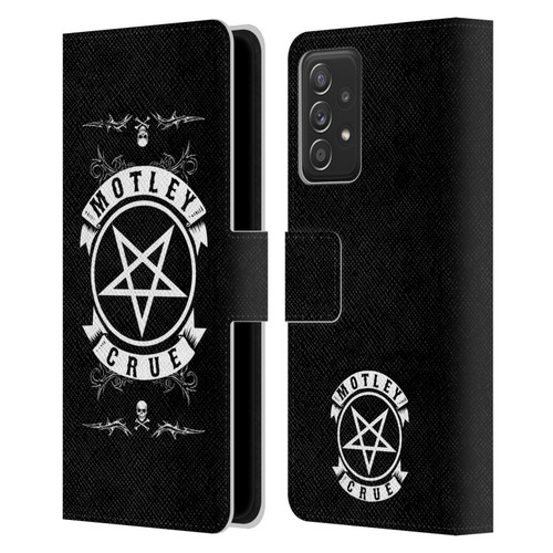 Motley Crue Logos Pentagram And Skull Leather Book Wallet Case Cover For Samsung Galaxy A52 / A52s / 5G (2021)