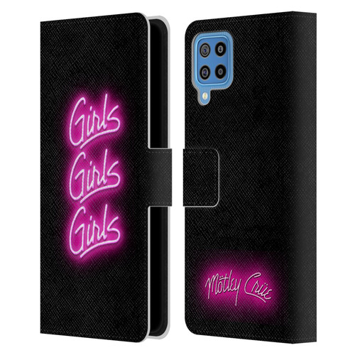 Motley Crue Logos Girls Neon Leather Book Wallet Case Cover For Samsung Galaxy F22 (2021)