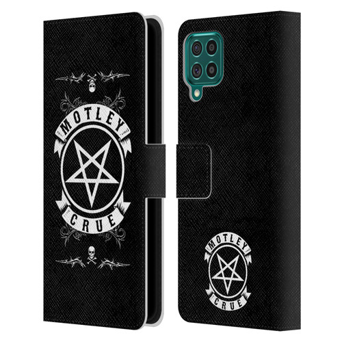 Motley Crue Logos Pentagram And Skull Leather Book Wallet Case Cover For Samsung Galaxy F62 (2021)