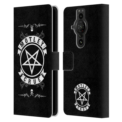 Motley Crue Logos Pentagram And Skull Leather Book Wallet Case Cover For Sony Xperia Pro-I