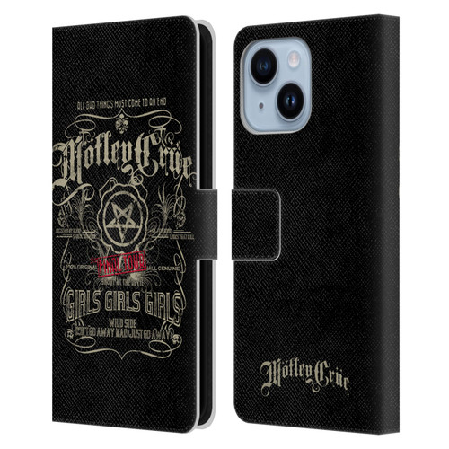 Motley Crue Tours Girls Girls Girls Leather Book Wallet Case Cover For Apple iPhone 14 Plus