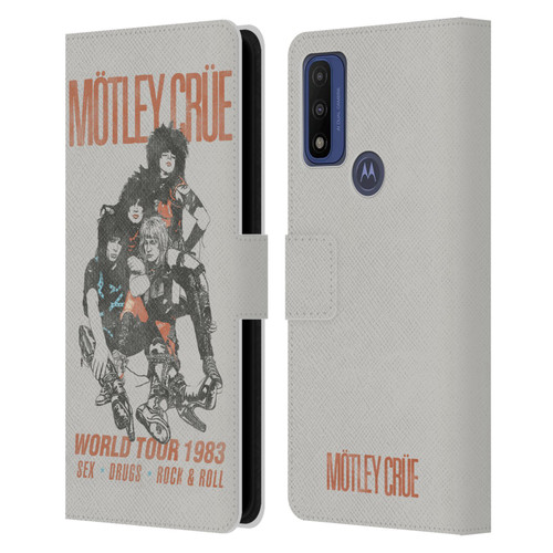 Motley Crue Tours Sex, Drugs and Rock & Roll Leather Book Wallet Case Cover For Motorola G Pure