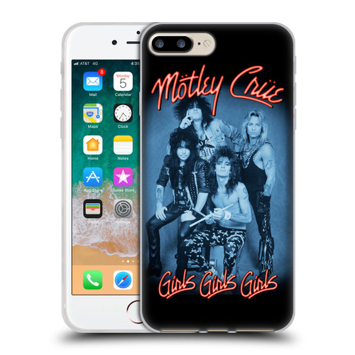 Motley Crue Key Art Girls Neon Soft Gel Case for Apple iPhone 7 Plus / iPhone 8 Plus