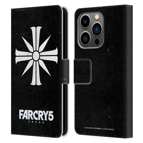 Far Cry 5 Key Art And Logo Distressed Look Cult Emblem Leather Book Wallet Case Cover For Apple iPhone 14 Pro