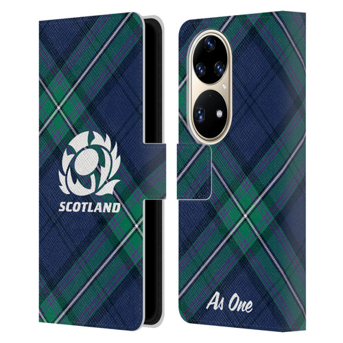 Scotland Rugby Graphics Tartan Oversized Leather Book Wallet Case Cover For Huawei P50 Pro