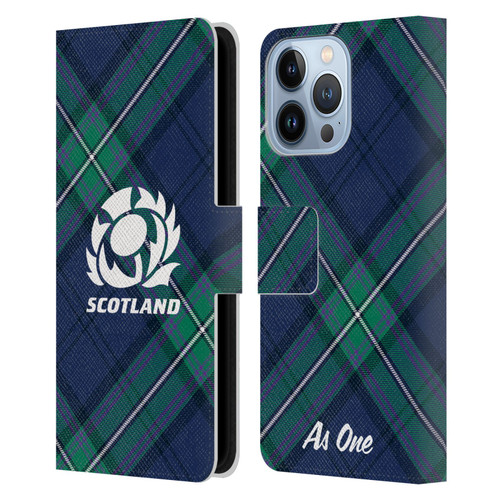 Scotland Rugby Graphics Tartan Oversized Leather Book Wallet Case Cover For Apple iPhone 13 Pro