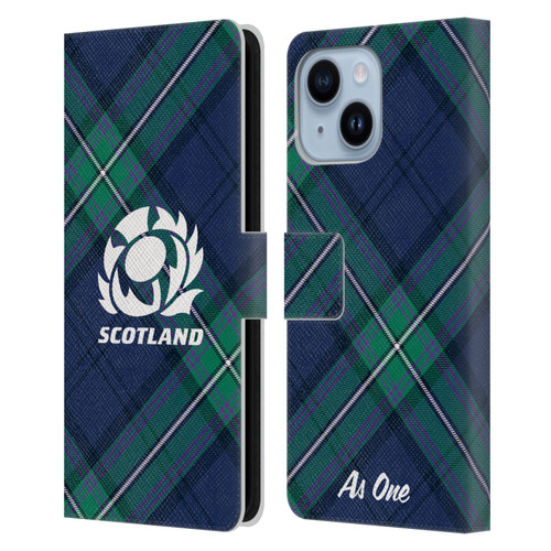 Scotland Rugby Graphics Tartan Oversized Leather Book Wallet Case Cover For Apple iPhone 14 Plus