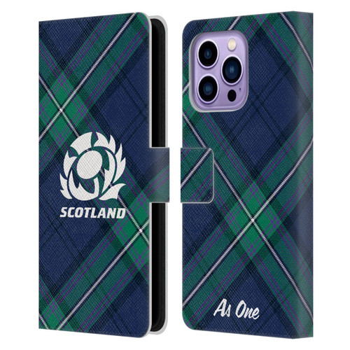 Scotland Rugby Graphics Tartan Oversized Leather Book Wallet Case Cover For Apple iPhone 14 Pro Max