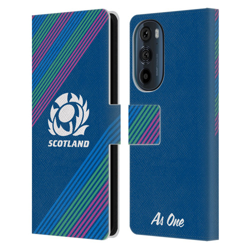 Scotland Rugby Graphics Stripes Leather Book Wallet Case Cover For Motorola Edge 30