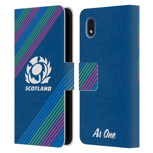 Scotland Rugby Graphics Stripes Leather Book Wallet Case Cover For Samsung Galaxy A01 Core (2020)