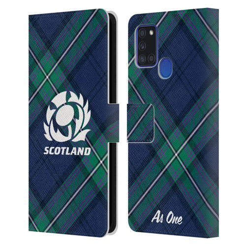 Scotland Rugby Graphics Tartan Oversized Leather Book Wallet Case Cover For Samsung Galaxy A21s (2020)