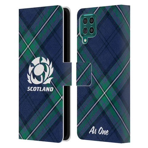 Scotland Rugby Graphics Tartan Oversized Leather Book Wallet Case Cover For Samsung Galaxy F62 (2021)