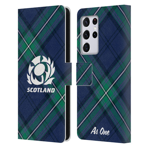 Scotland Rugby Graphics Tartan Oversized Leather Book Wallet Case Cover For Samsung Galaxy S21 Ultra 5G