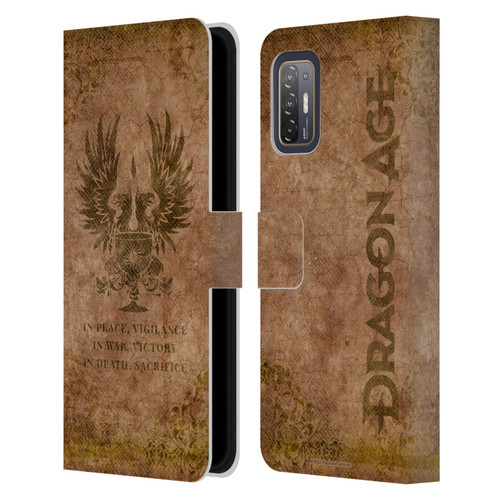 EA Bioware Dragon Age Heraldry Grey Wardens Distressed Leather Book Wallet Case Cover For HTC Desire 21 Pro 5G
