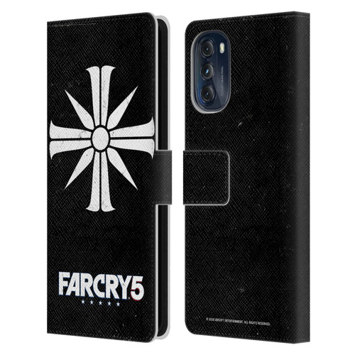 Far Cry 5 Key Art And Logo Distressed Look Cult Emblem Leather Book Wallet Case Cover For Motorola Moto G (2022)