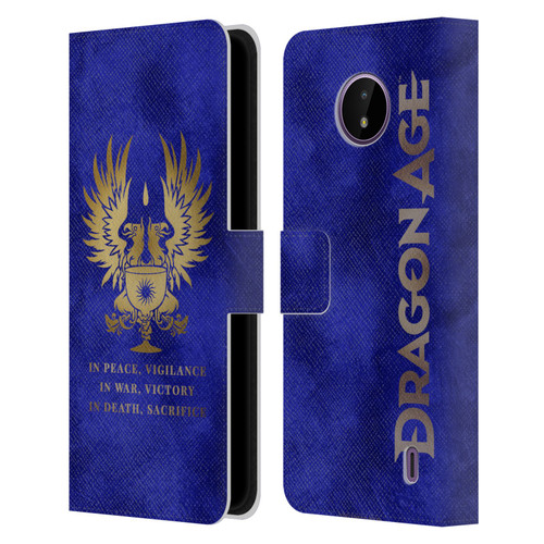 EA Bioware Dragon Age Heraldry Grey Wardens Gold Leather Book Wallet Case Cover For Nokia C10 / C20