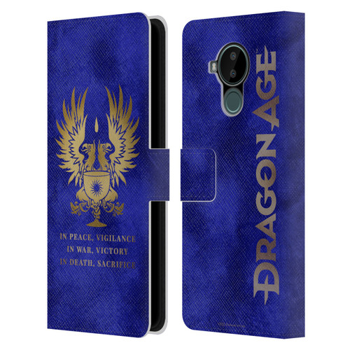 EA Bioware Dragon Age Heraldry Grey Wardens Gold Leather Book Wallet Case Cover For Nokia C30