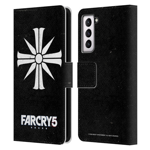Far Cry 5 Key Art And Logo Distressed Look Cult Emblem Leather Book Wallet Case Cover For Samsung Galaxy S21 5G