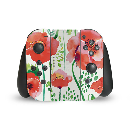 Ninola Art Mix Red Flower Vinyl Sticker Skin Decal Cover for Nintendo Switch Joy Controller