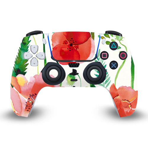 Ninola Art Mix Red Flower Vinyl Sticker Skin Decal Cover for Sony PS5 Sony DualSense Controller