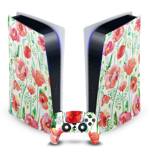 Ninola Art Mix Red Flower Vinyl Sticker Skin Decal Cover for Sony PS5 Digital Edition Bundle