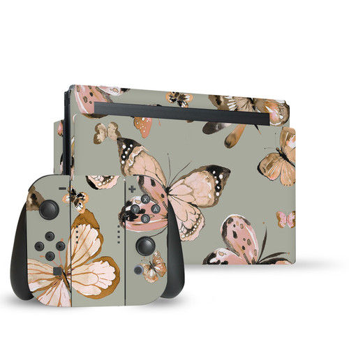 Ninola Assorted Butterflies Gold Green Vinyl Sticker Skin Decal Cover for Nintendo Switch Bundle