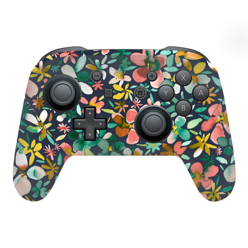 Ninola Assorted Colourful Petals Green Vinyl Sticker Skin Decal Cover for Nintendo Switch Pro Controller