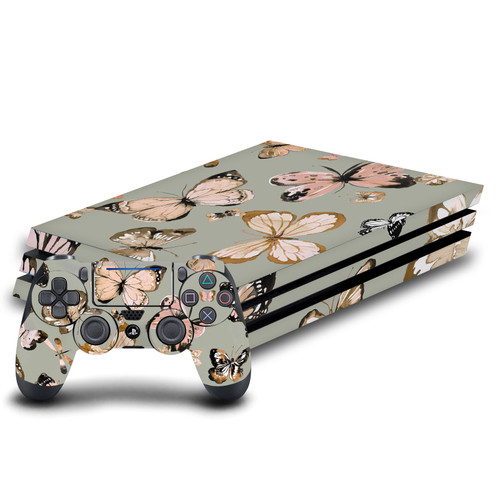 Ninola Assorted Butterflies Gold Green Vinyl Sticker Skin Decal Cover for Sony PS4 Pro Bundle
