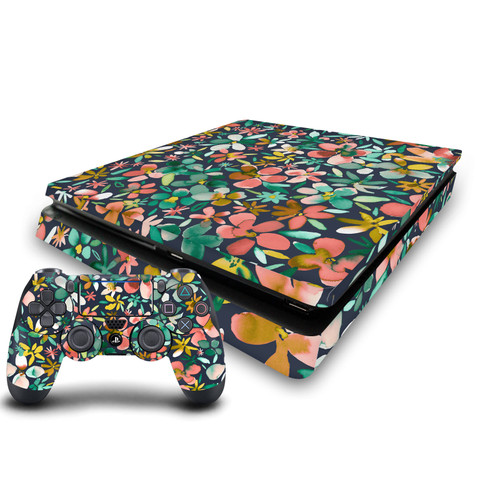 Ninola Assorted Colourful Petals Green Vinyl Sticker Skin Decal Cover for Sony PS4 Slim Console & Controller