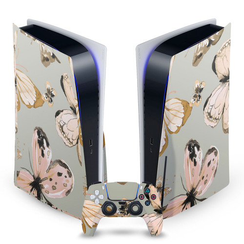 Ninola Assorted Butterflies Gold Green Vinyl Sticker Skin Decal Cover for Sony PS5 Disc Edition Bundle