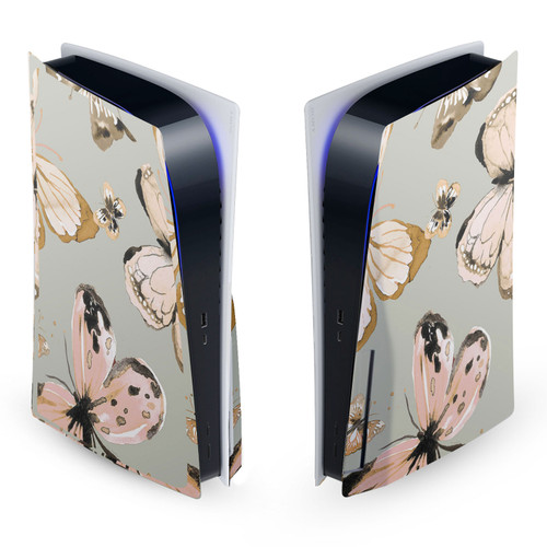 Ninola Assorted Butterflies Gold Green Vinyl Sticker Skin Decal Cover for Sony PS5 Disc Edition Console