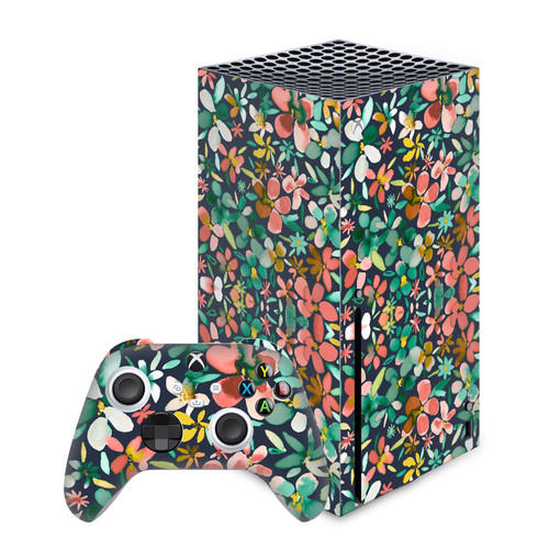 Ninola Assorted Colourful Petals Green Vinyl Sticker Skin Decal Cover for Microsoft Series X Console & Controller