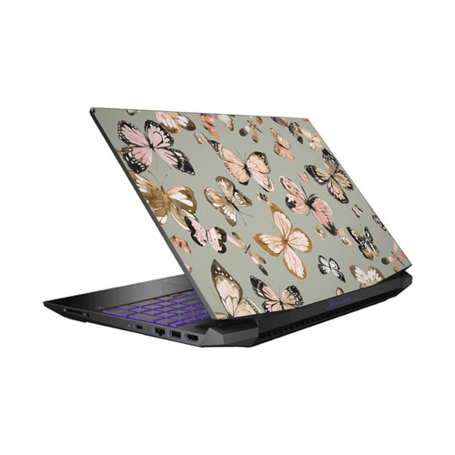 Ninola Floral 2 Butterflies Gold Green Vinyl Sticker Skin Decal Cover for HP Pavilion 15.6" 15-dk0047TX